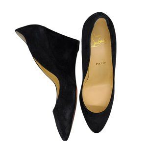 Louboutin Tanja Black Suede Wedges BNIB Size 39.5